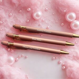 Set of Three Elegant Rose Gold Customized Pen